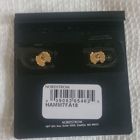 Gold Natural Tan Stone Earrings ~ NEW - Picture 3 of 3